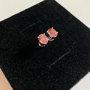 Silver and Pink Crystal Stud Earrings